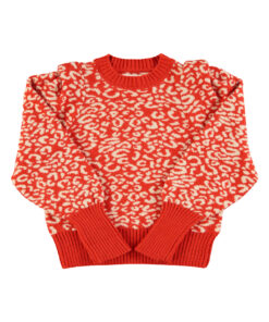 Sisters Department - Strickpullover, red & ecru, animalprint