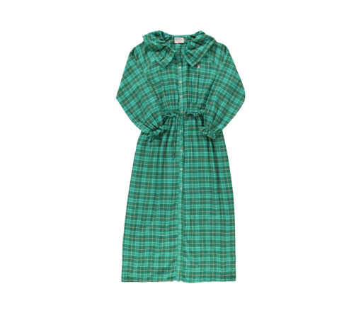Sisters Department - Kleid lang mit Kragen, grün kariert, Baumwolle/Viskose