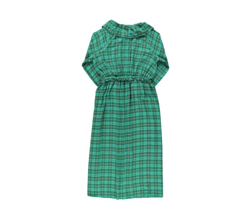 Sisters Department - Kleid lang mit Kragen, grün kariert, Baumwolle/Viskose – Bild 3