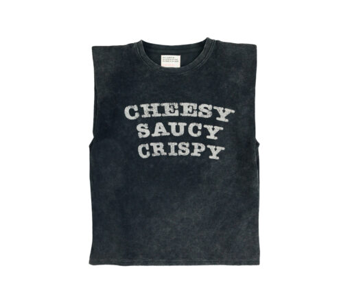 Sisters Department - T-Shirt "cheesy saucy crispy", Terry Biobaumwolle – Bild 2