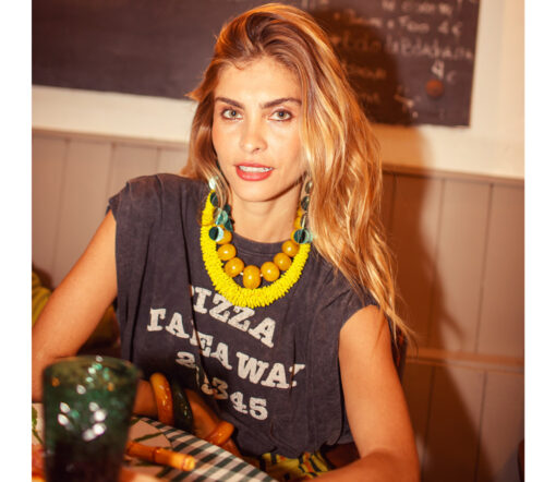 Sisters Department - T-Shirt "cheesy saucy crispy", Terry Biobaumwolle