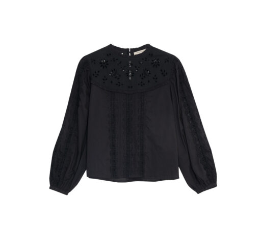 The New Society - Blouse "DAHLIA", black, Biobaumwolle