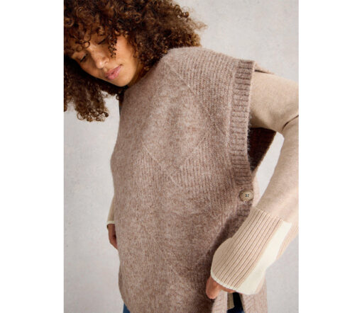 White Stuff - Poncho "DIAMOND", natural, Bio-Baumwolle – Bild 5
