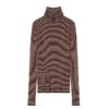 FUB - Pullover Women Rollkragen, gestreift dark navy/ecru/cranberry, Merinowolle