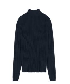 FUB - Pullover Women High Neck, dark navy, Merinowolle