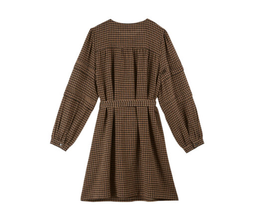 EMILE & IDA - Kleid mit Unterkleid, 'IDA-CELESTINE', vichy-choco, Viscose/Wolle Mix – Bild 4