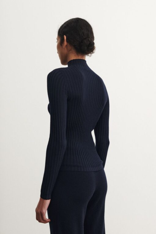FUB - Pullover Women High Neck, dark navy, Merinowolle – Bild 4