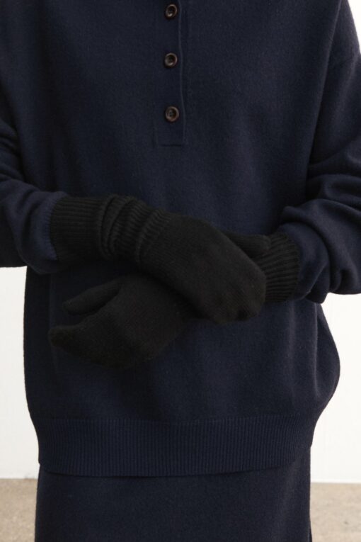 FUB - Handschuhe Fäustlinge, black, Merinowolle – Bild 2
