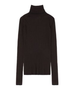 FUB - Pullover Women Rollkragen, dark navy/mocca gestreift, Merinowolle
