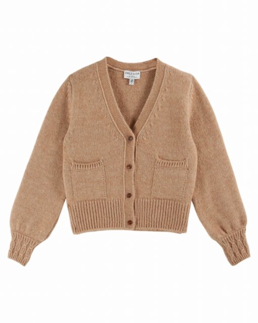 EMILE & IDA - Strickjacke, 'IDA-CORA', beige, Merinowolle
