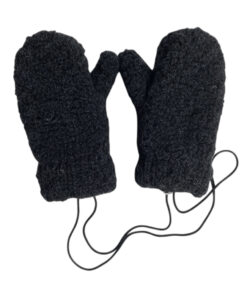 Alwero - Handschuhe "GULLY JUNIOR" mit Band, DEEP BLACK, Biowolle Ultra Light