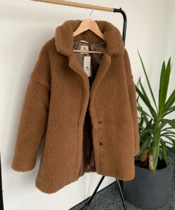 Alwero - Mantel "TEDDY MID" Adult, TEDDY BROWN, Biowolle Ultra Light