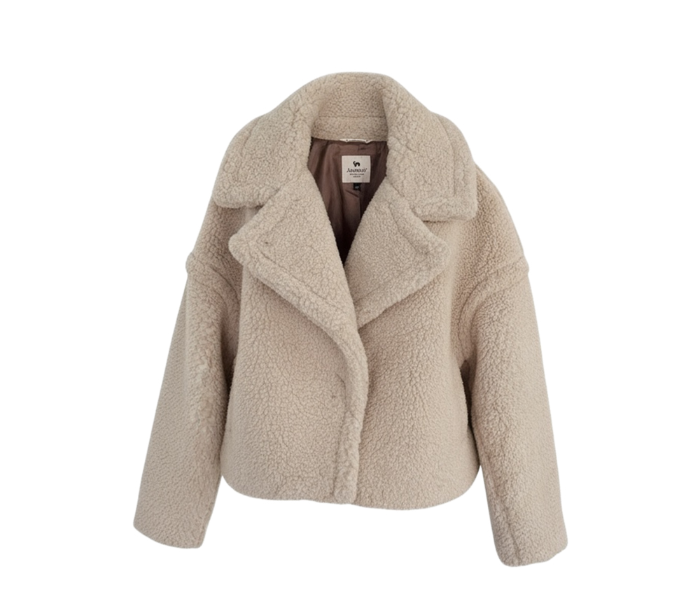 Alwero - Jacke "TEDDY SHORT" Adult,  Sand Brown, Biowolle Ultra Light – Bild 3