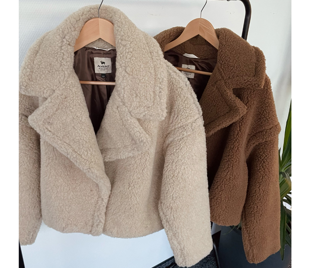 Alwero - Jacke "TEDDY SHORT" Adult,  Sand Brown, Biowolle Ultra Light – Bild 7