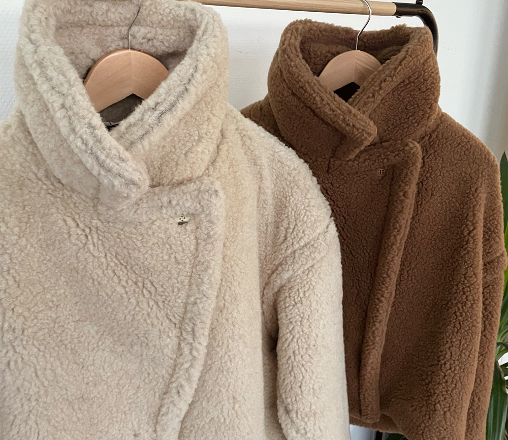 Alwero - Jacke "TEDDY SHORT" Adult,  Sand Brown, Biowolle Ultra Light – Bild 8