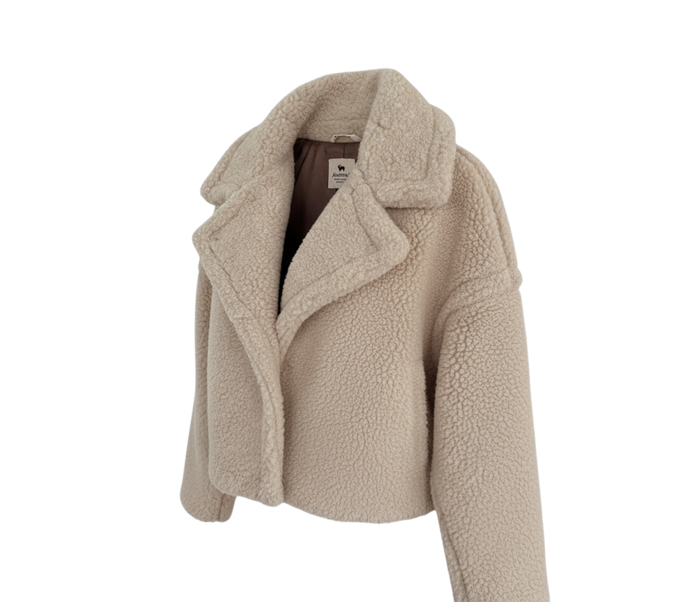 Alwero - Jacke "TEDDY SHORT" Adult,  Sand Brown, Biowolle Ultra Light