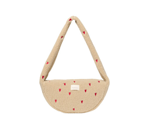Teddy Hearts Mini Cross Body Bag, Ecru