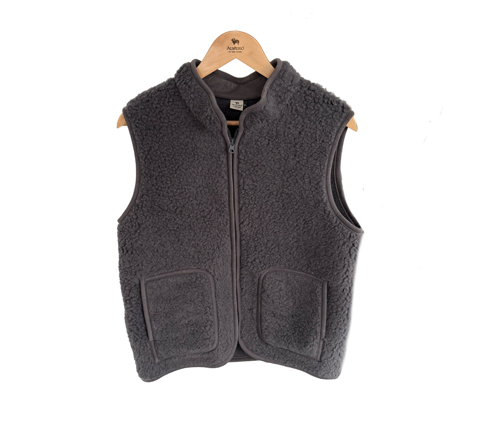 Alwero - Bodywarmer RUDI Adult, Anthrazit, Biowolle ultra light