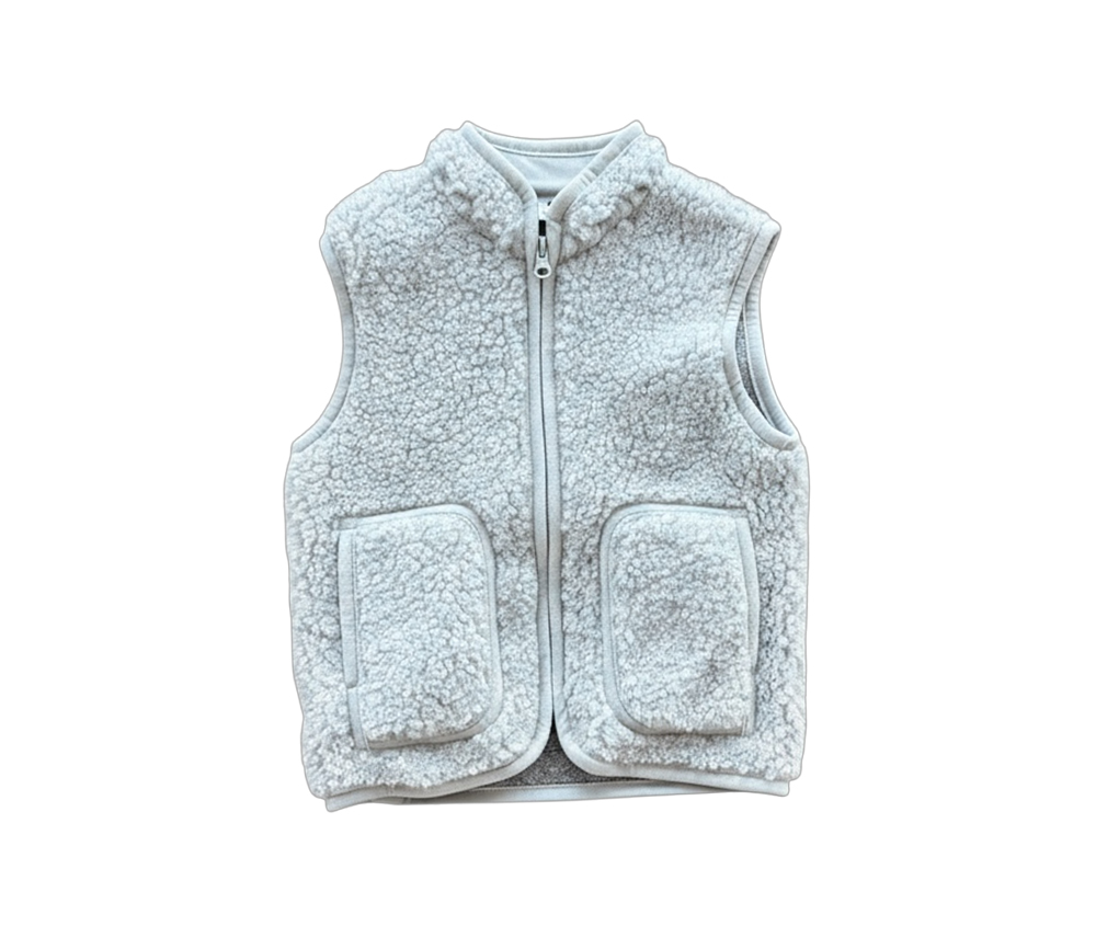 Alwero - Bodywarmer RUDI Junior, Silver, Biowolle ultra light – Bild 2
