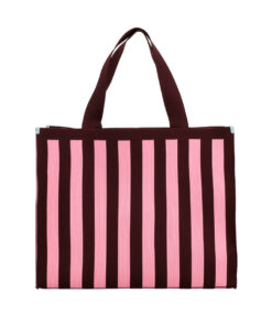 StickySis - Shopper "Knitted stripes", chocolate + bubblegum
