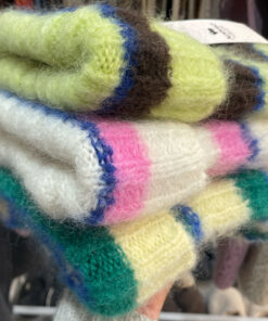 Alwero - Mütze, 'FLUFF', Ecru/Green, Mohair