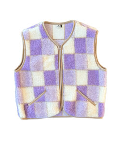 Alwero - Weste "POS" Adult, Biowolle, LILA CHECKERED, ultra light