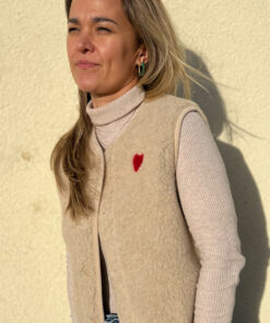 Alwero - Bodywarmer "TYB" ADULT, Biowolle, Sandy Brown mit HERZ, ultra light, SPECIAL EDITION