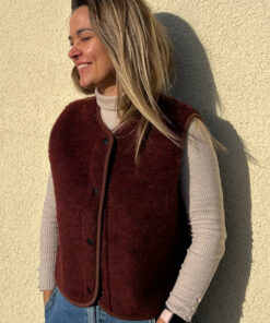 Alwero - Bodywarmer "TYB" ADULT, Biowolle, RED MULTI DOTS, ultra light