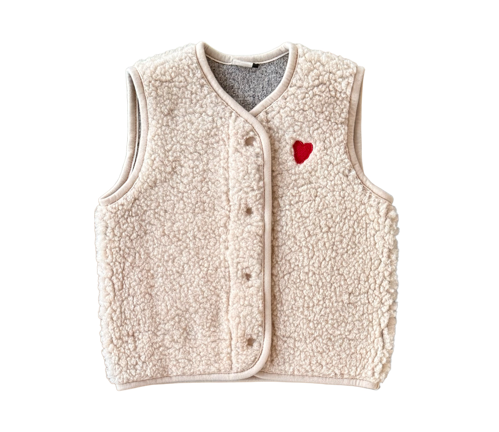 Alwero - Bodywarmer "TYB" Junior, Biowolle, SANDY BROWN mit HERZ, ultra light, SPECIAL EDITION