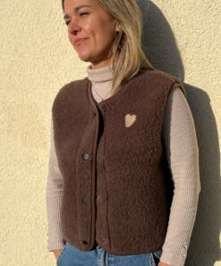 Alwero - Bodywarmer "TYB" ADULT, Biowolle, CHOCOLATE MARTINI mit HERZ, ultra light, SPECIAL EDITION