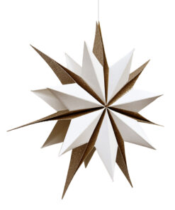 NOORDLIVING - Papierstern | 2 Stück | 20 cm | weiß & gold glitzernd