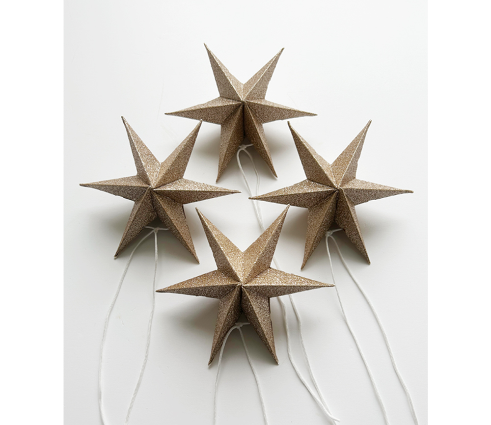 NOORDLIVING - Mini Papiersterne Set mit 2 Stück | GOLD SPARKLE | 12 cm