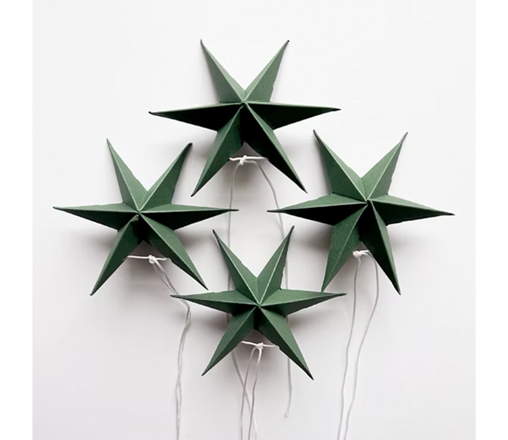 NOORDLIVING - Mini Papiersterne Set mit 2 Stück | GREEN | 12 cm