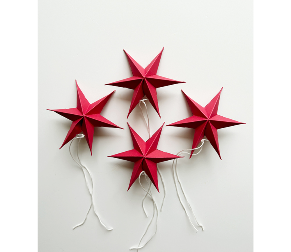 NOORDLIVING - Mini Papiersterne Set mit 2 Stück | XMAS RED | 12 cm