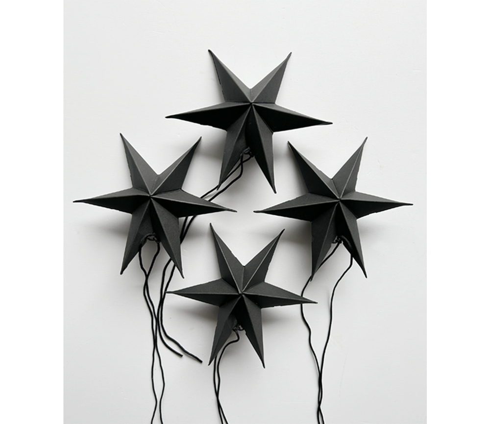 NOORDLIVING - Mini Papiersterne Set mit 2 Stück | BLACK | 12 cm