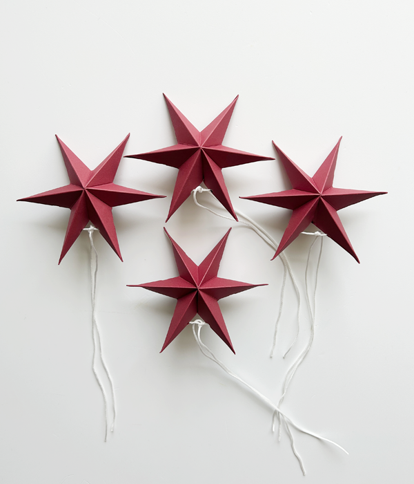 NOORDLIVING - Mini Papiersterne Set mit 2 Stück | WINE RED | 12 cm