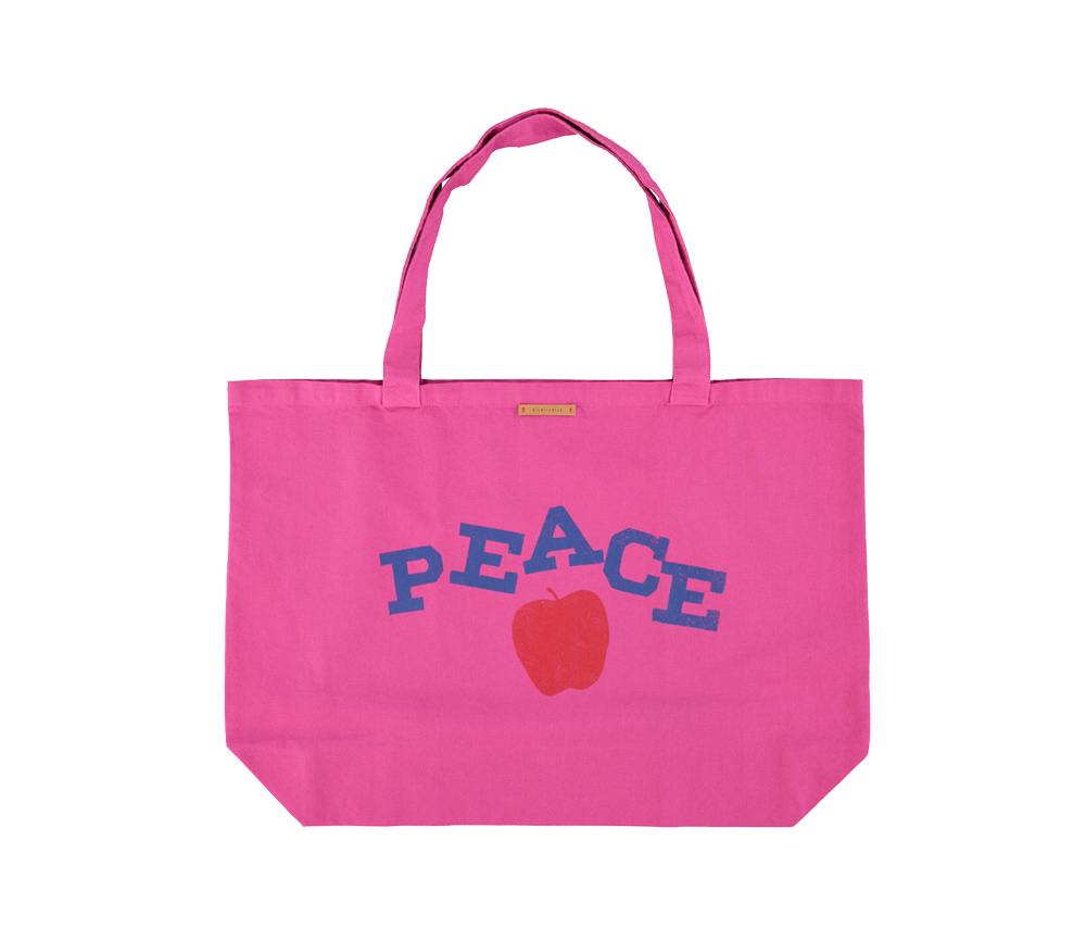 PiuPiuChick - Tragetasche XL, groß, "PEACE", Canvas, fuchsia