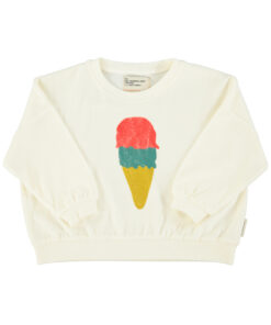 PiuPiuChick - Sweatshirt Frottee "ICE CREAM", ecru, Biobaumwolle