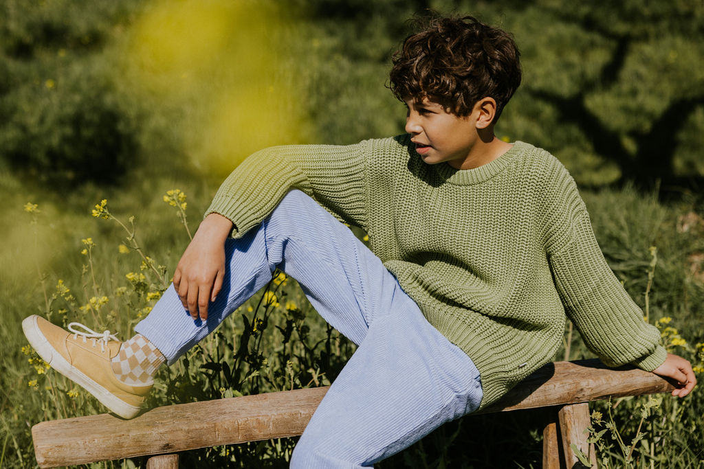 YUKI - Knitted Sweater, OLIVE, Bio Baumwolle – Bild 3