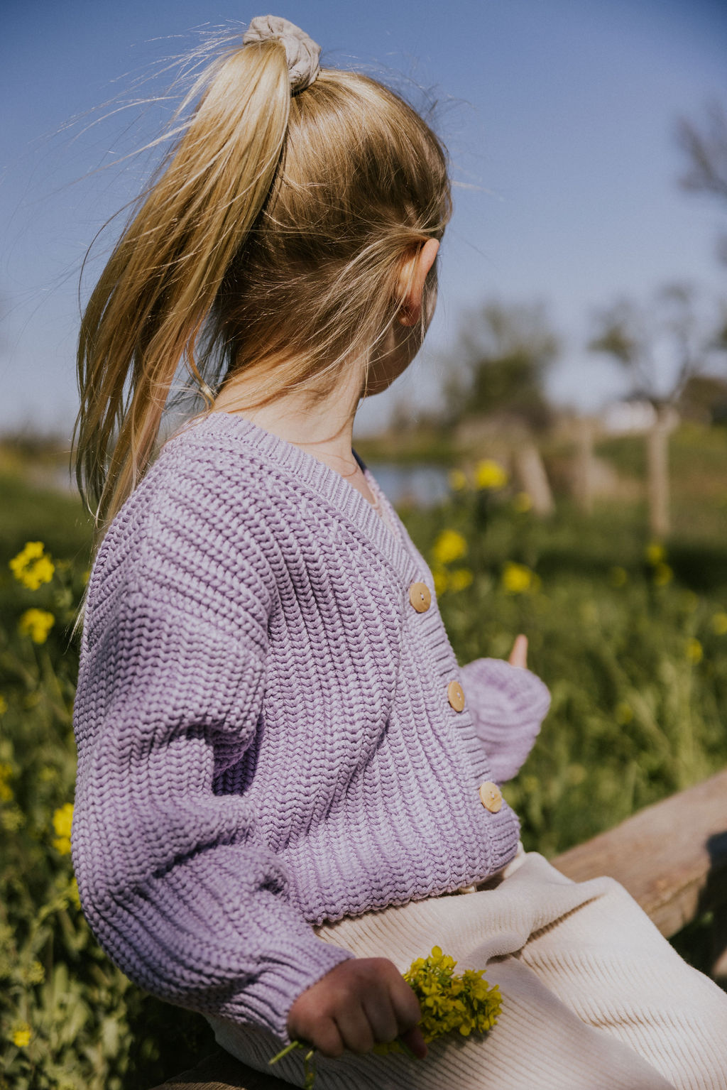 YUKI - Chunky Knitted Cardigan, LILAC, Bio Baumwolle – Bild 2