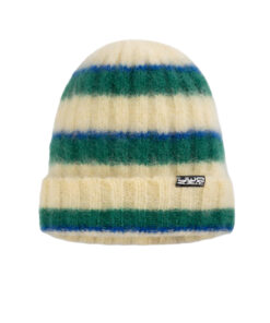 Alwero - Mütze, 'FLUFF', Ecru/Green, Mohair