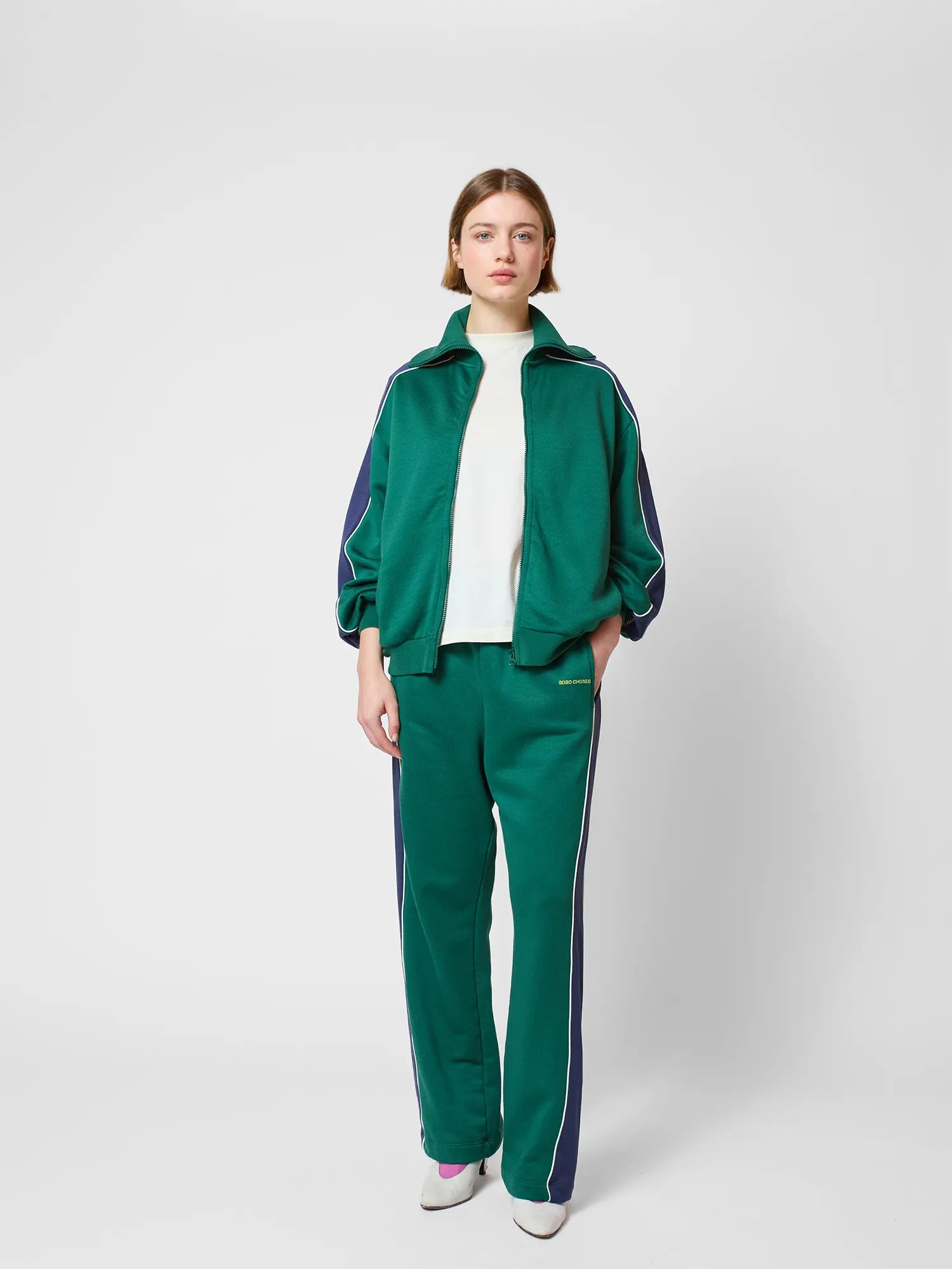 BOBO CHOSES - Gestreifte Sweatjacke mit Reißverschluss, grün/blau – Bild 5