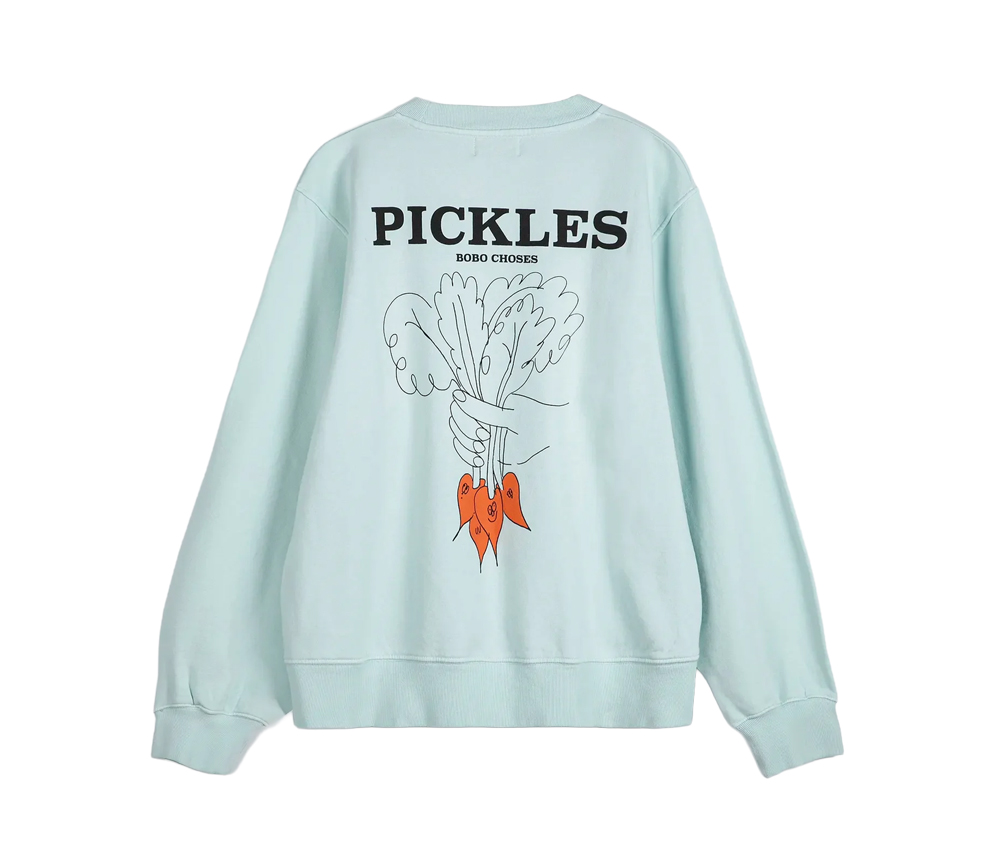 BOBO CHOSES - Sweatshirt "BUNCH OF VEGETABLES", light blue, Biobaumwolle