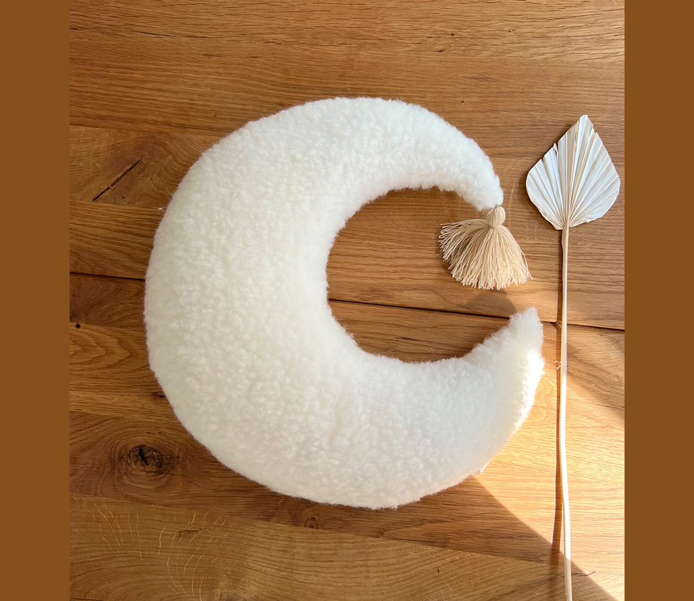 Alwero - Kuschelkissen Mond, natur, Biowolle