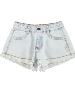PiuPiuChick - Denim Jeans Shorts mit Fransen, washed light blue
