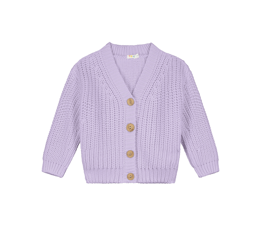 YUKI - Chunky Knitted Cardigan, LILAC, Bio Baumwolle