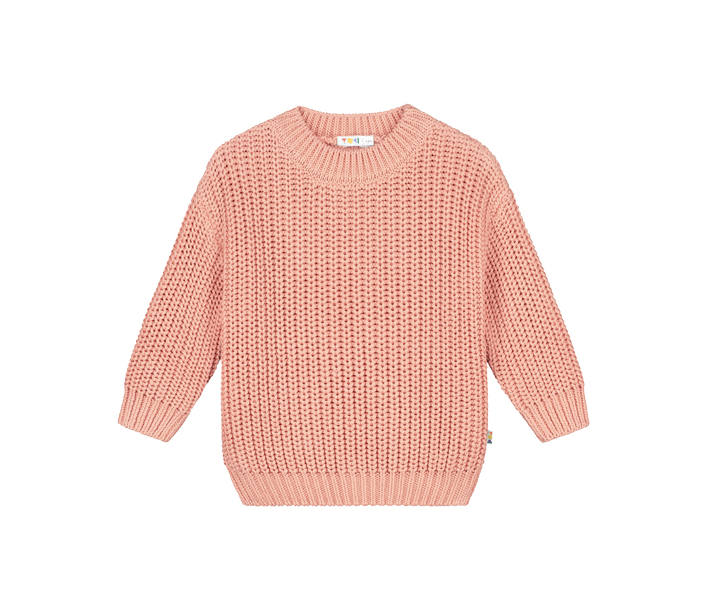 YUKI - Knitted Sweater, CORAL PINK, Bio Baumwolle