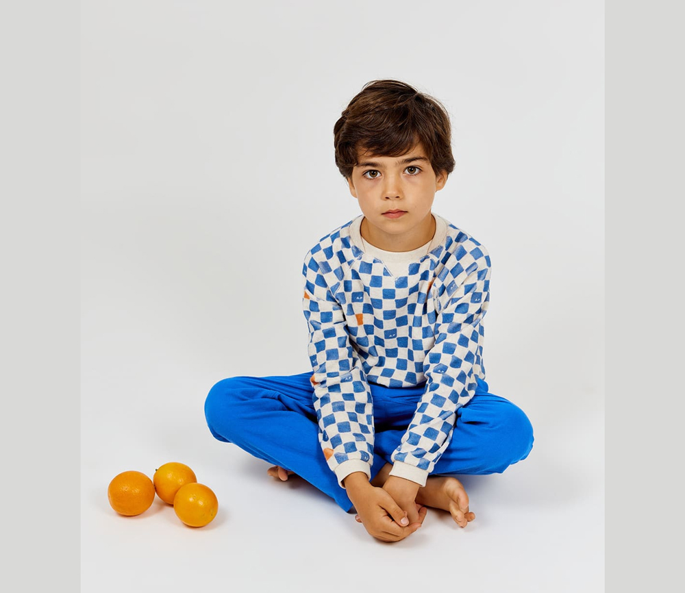 Arsene et les Pipelettes - Terry Sweatshirt EPONGE DAMIER, checkered, Biobaumwolle