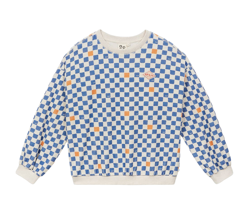 Arsene et les Pipelettes - Terry Sweatshirt Women EPONGE DAMIER, checkered, Biobaumwolle
