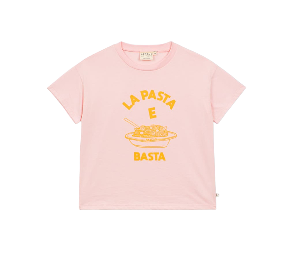 Arsene et les Pipelettes - T-Shirt PASTA E BASTA, light pink, Biobaumwolle